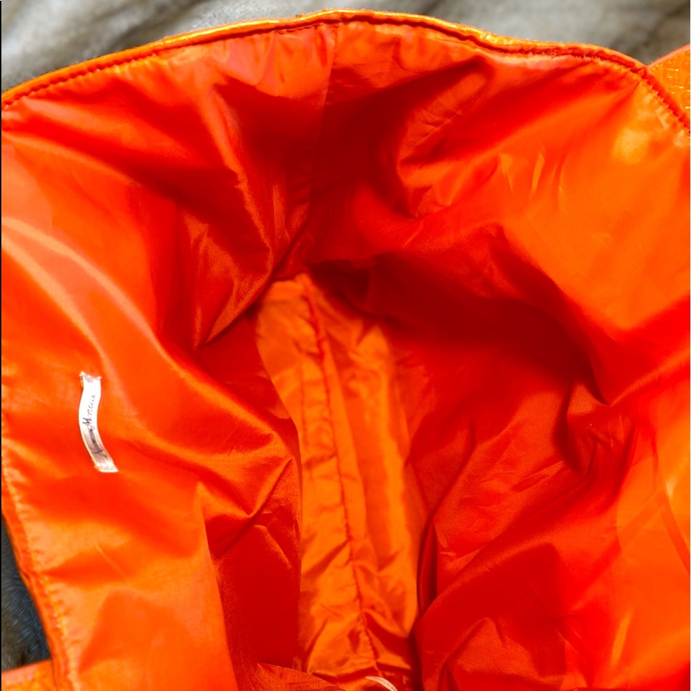 Neiman Marcus Shoulder Bag Tote 4 Outer Pockets Orange Vegan Stamped Snakeskin - Picture 6 of 11